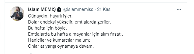 İslam Memiş ten uyarı! Gram altın almayan varsa alsın! Düşecek!