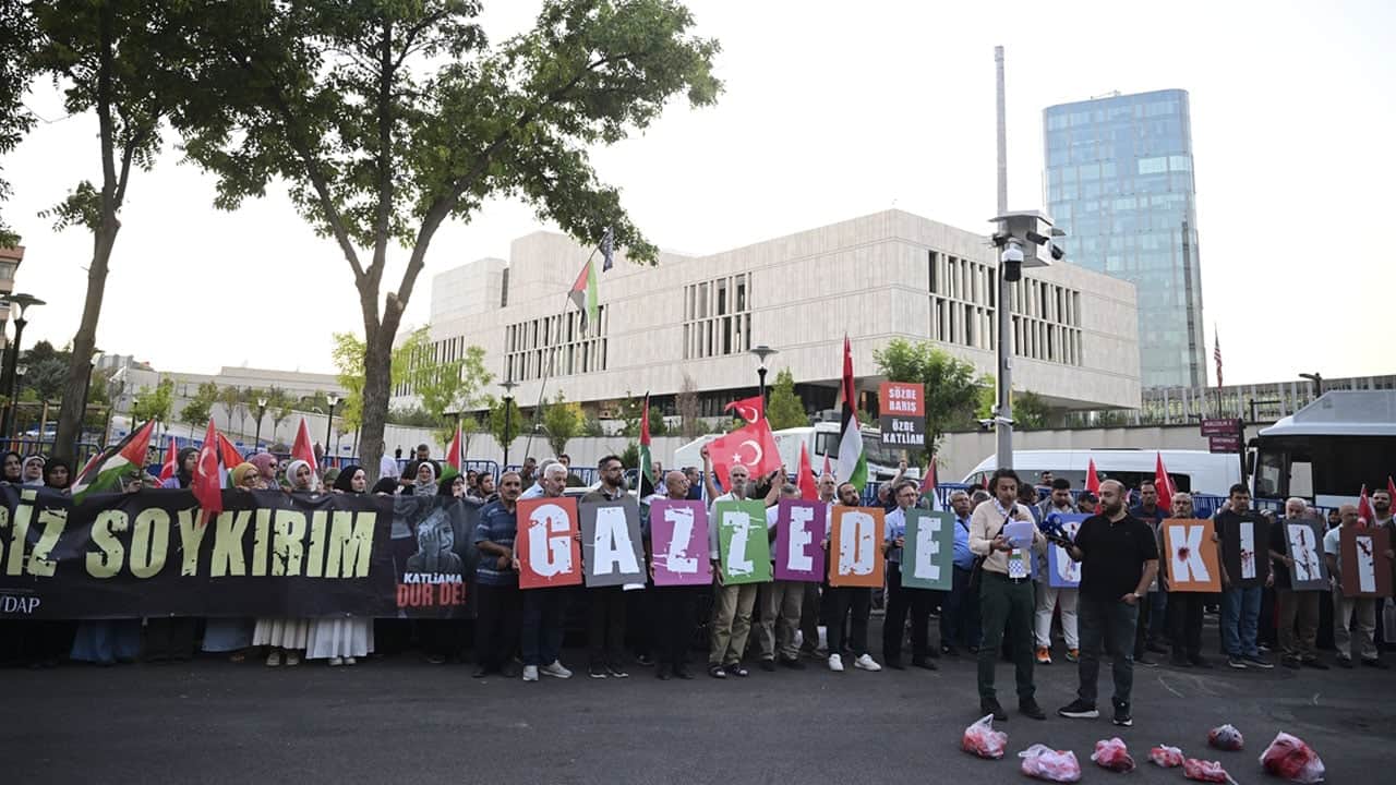 Foto - ABD Büyükelçiliği önünde Gazze protestosu: Sözde barış, özde katliam!