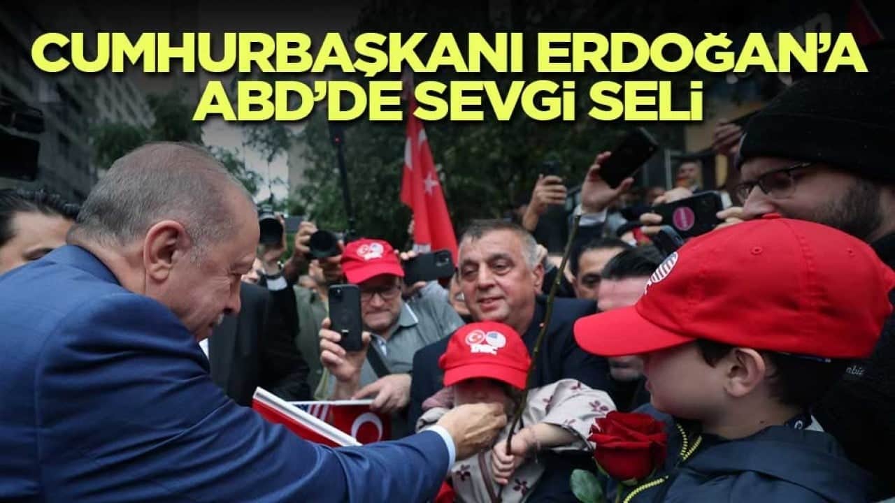 Cumhurbaşkanı Erdoğan, ABD'deki Türkevi'ne girişinde sevgi gösterileriyle karşılandı