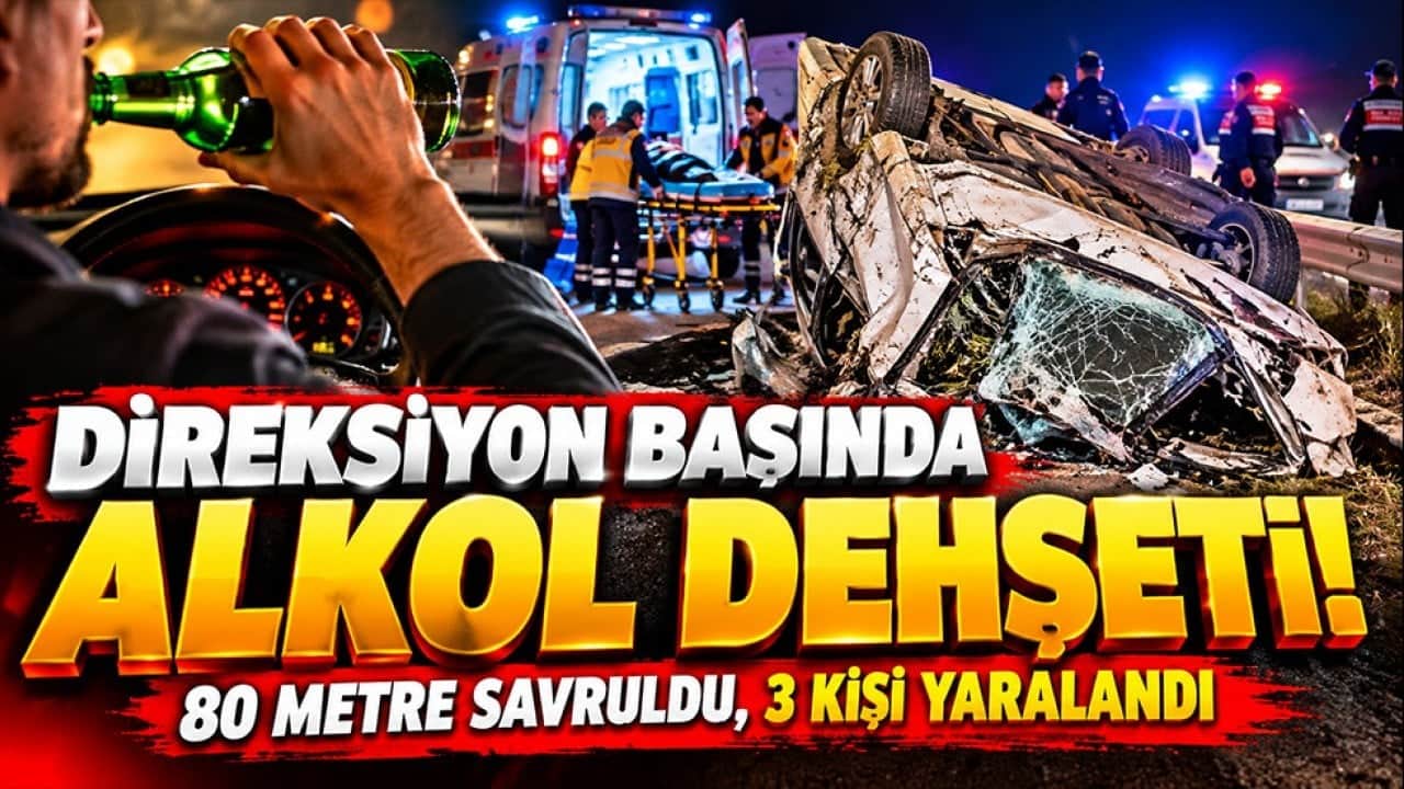 Direksiyon başında alkol dehşeti! 80 metre savruldu, araçtan fırladılar
