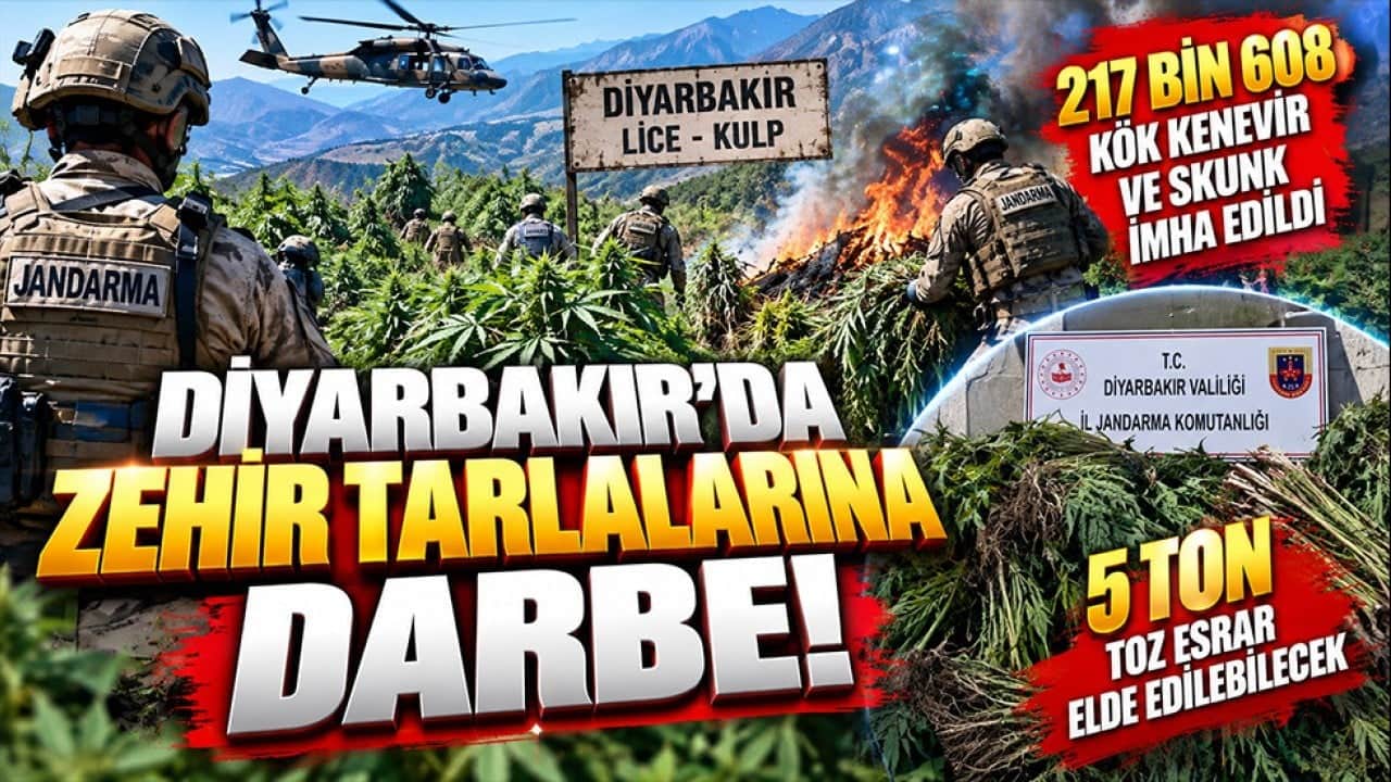 Diyarbakır’da zehir tarlalarına darbe! 5 ton esrarın hammaddesi yok edildi