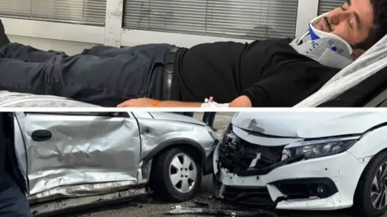 Eşiyle birlikte trafik kazası geçirdi: 'Çok şükür ikimizde iyiyiz'