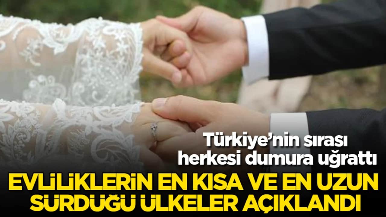 Evliliklerin en kısa ve en uzun sürdüğü ülkeler açıklandı! Türkiye’nin sırası herkesi dumura uğrattı