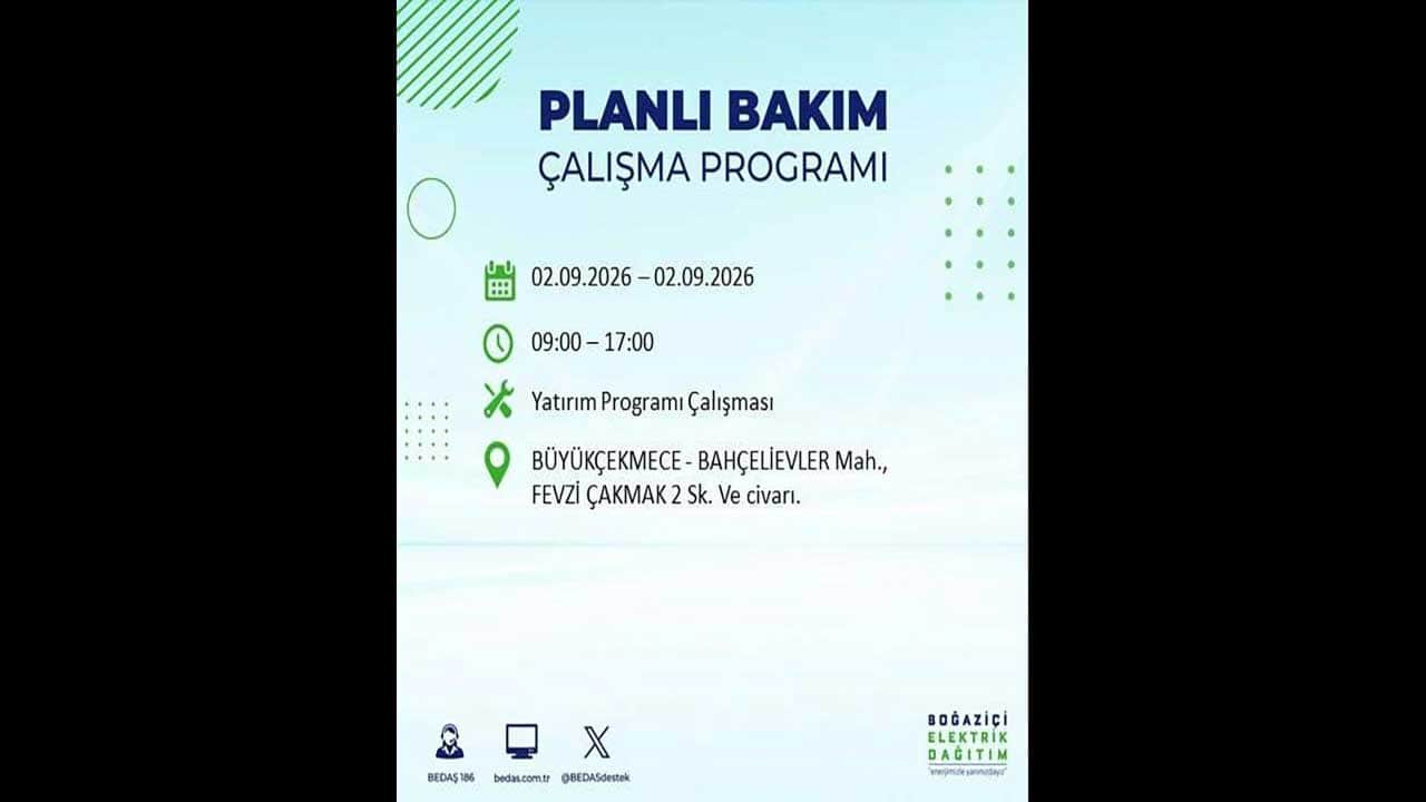 Foto - İstanbul'da yaşayanlar dikkat! BEDAŞ'tan büyük elektrik kesintisini duyurdu