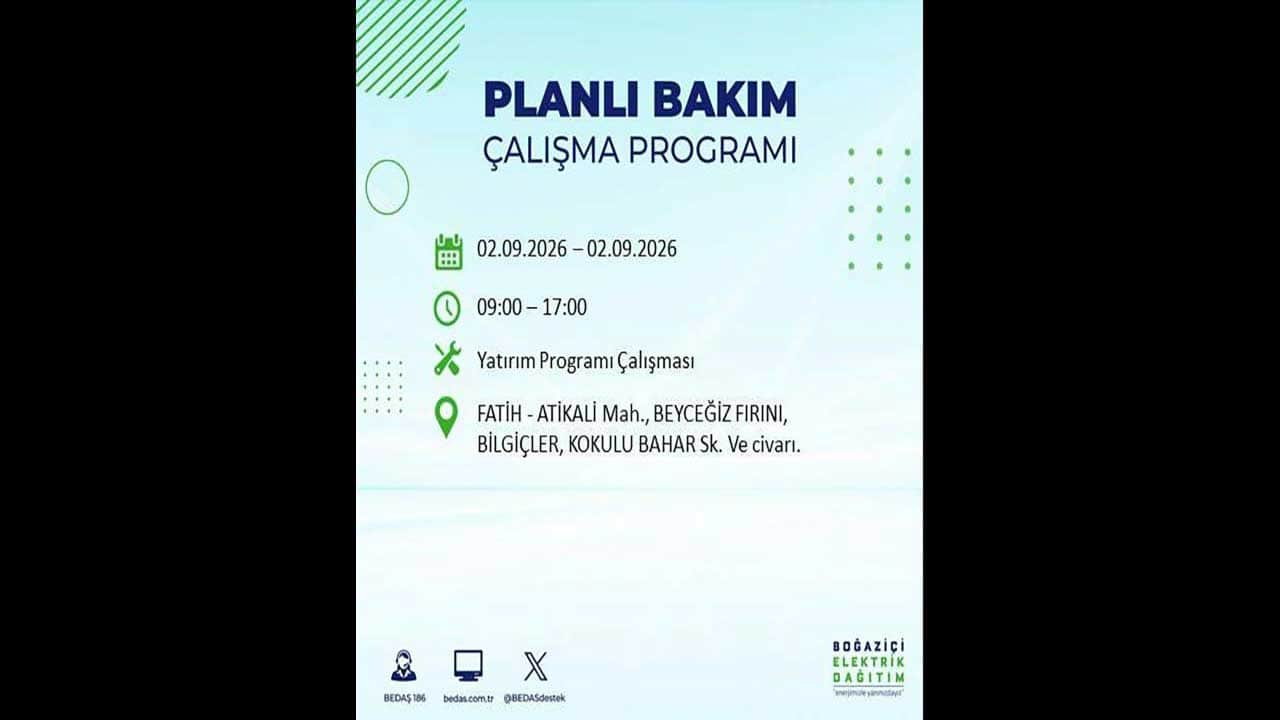Foto - İstanbul'da yaşayanlar dikkat! BEDAŞ'tan büyük elektrik kesintisini duyurdu