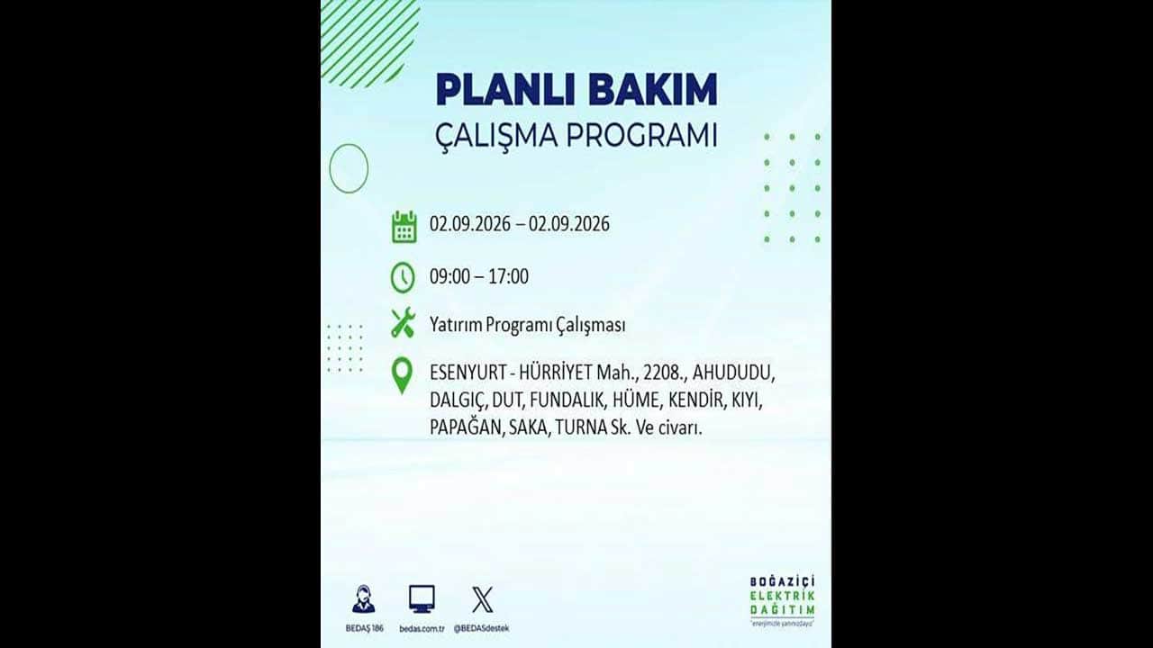 Foto - İstanbul'da yaşayanlar dikkat! BEDAŞ'tan büyük elektrik kesintisini duyurdu