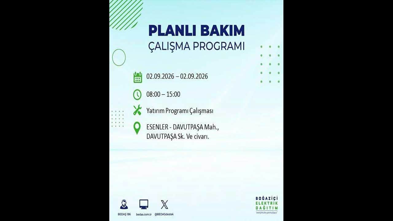 Foto - İstanbul'da yaşayanlar dikkat! BEDAŞ'tan büyük elektrik kesintisini duyurdu