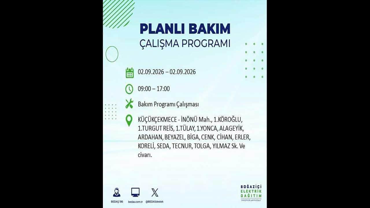 Foto - İstanbul'da yaşayanlar dikkat! BEDAŞ'tan büyük elektrik kesintisini duyurdu