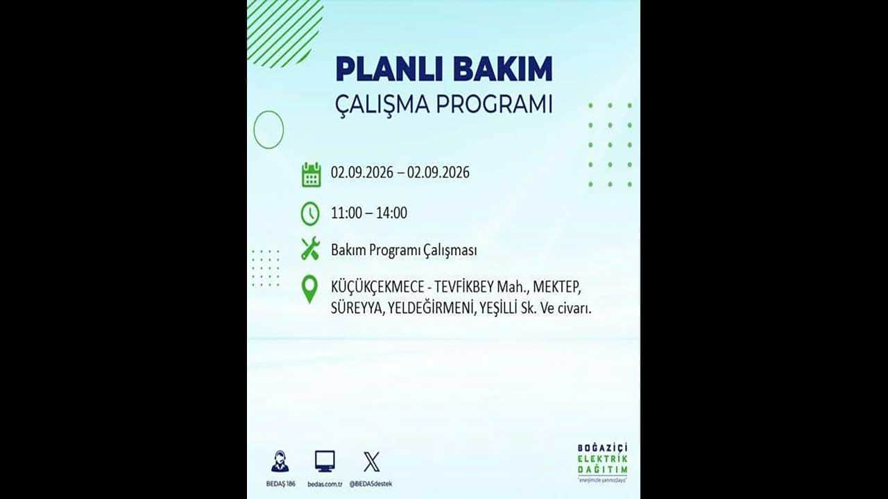 Foto - İstanbul'da yaşayanlar dikkat! BEDAŞ'tan büyük elektrik kesintisini duyurdu