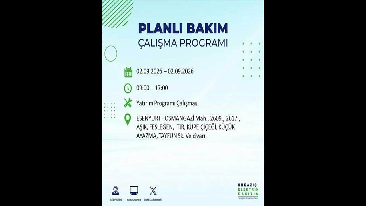 Foto - İstanbul'da yaşayanlar dikkat! BEDAŞ'tan büyük elektrik kesintisini duyurdu