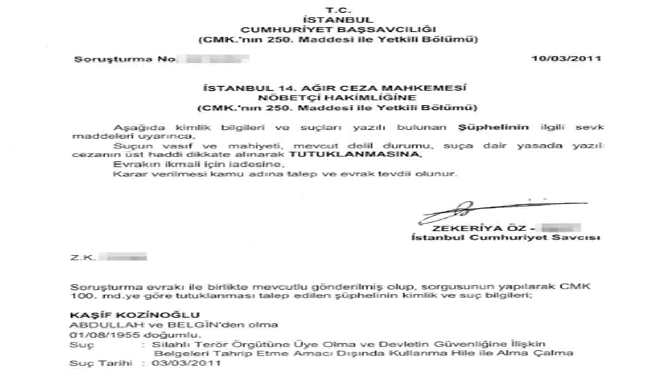 Foto - İşte Kaşif Kozinoğlu'nu tutuklatan o yazı: İmzalayan bakın kim çıktı
