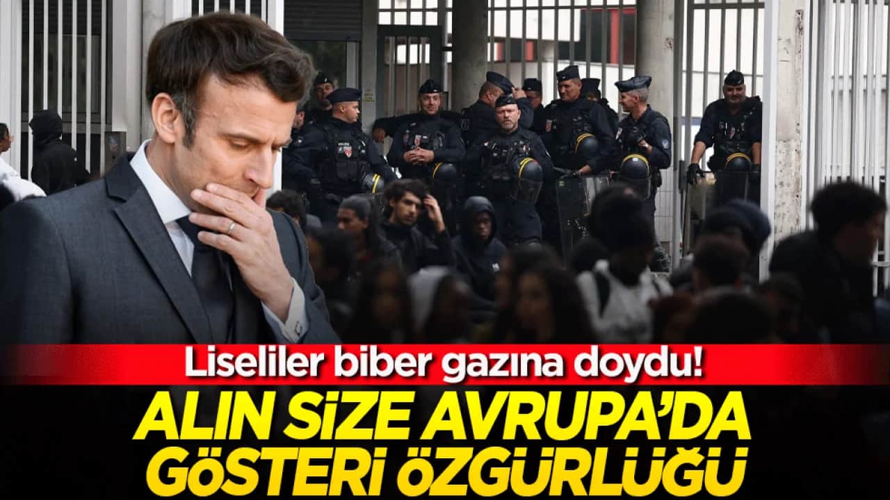 Liseliler biber gazına doydu! Alın size Avrupa’da gösteri özgürlüğü
