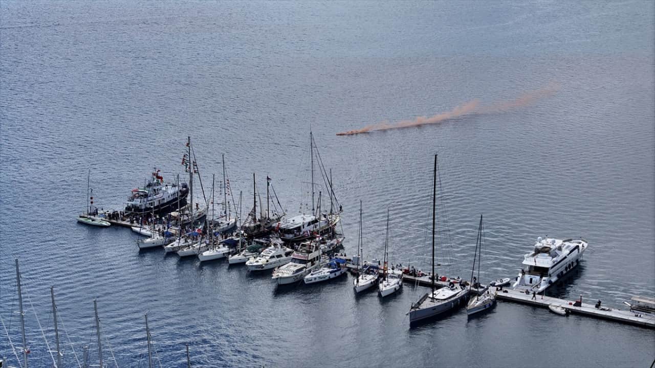 Foto - Marmaris'ten demir aldı! Küresel Sumud Filosu Gazze'ye gitmek üzere Akdeniz'e açıldı