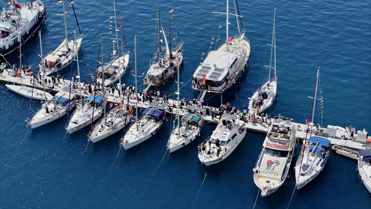 Foto - Marmaris'ten demir aldı! Küresel Sumud Filosu Gazze'ye gitmek üzere Akdeniz'e açıldı