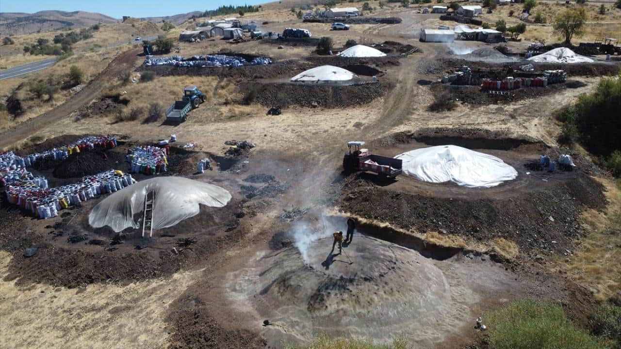 Foto - Meşe odununu mangal kömürüne dönüştürüyorlar! Geçimlerini böyle sağlıyorlar