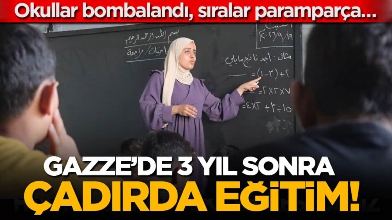 Okullar bombalandı, sıralar paramparça… Gazze’de 3 yıl sonra çadırda eğitim