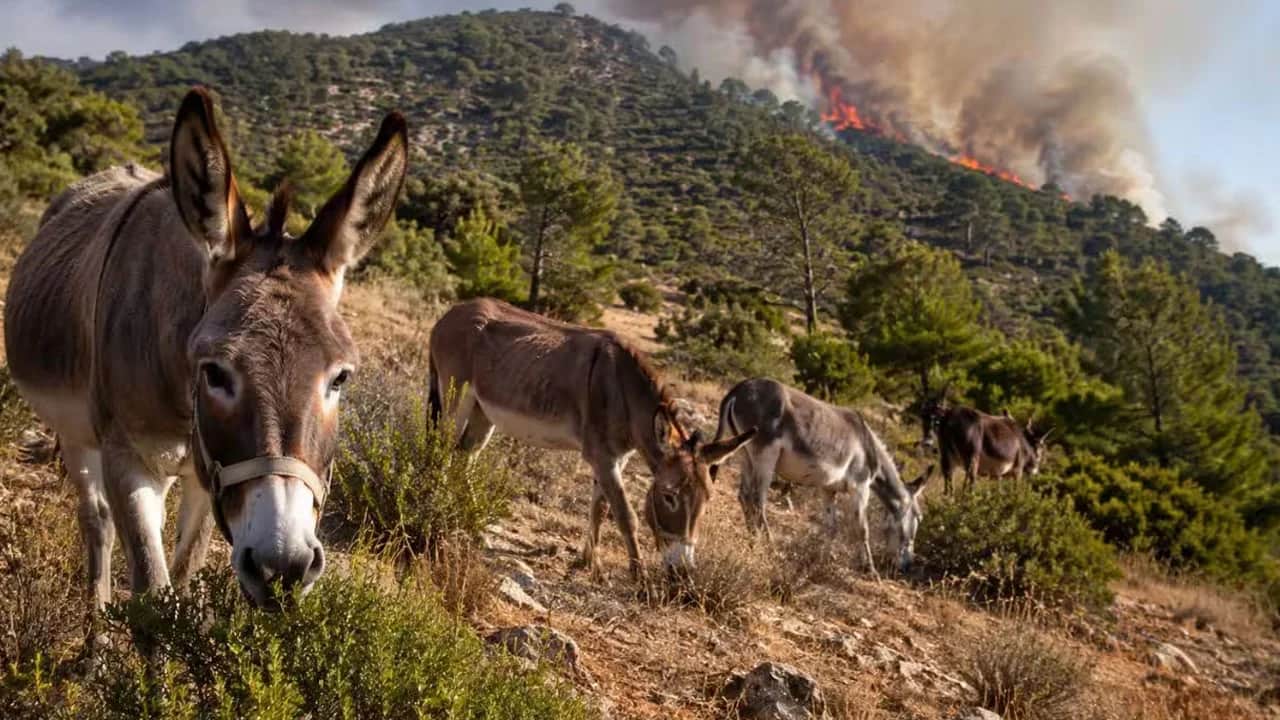 Orman yangınlarına karşı eşekleri görevlendirdiler! 9 yıldır yangın çıkmadı