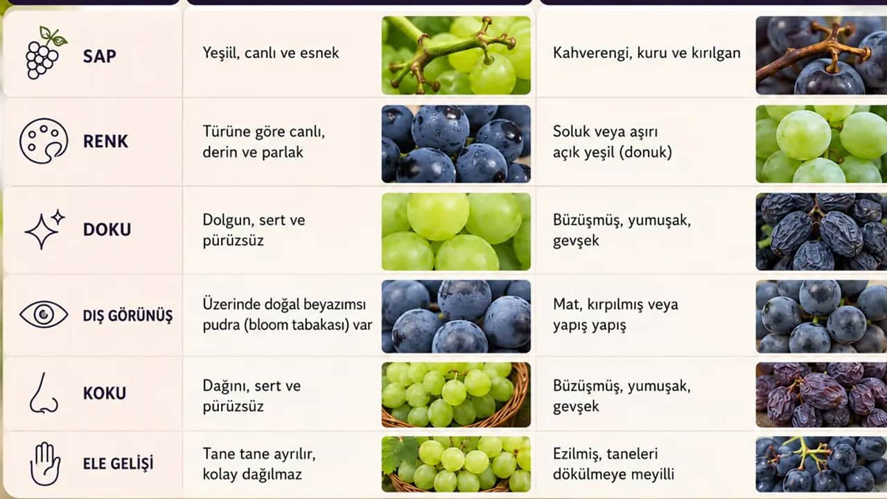 Foto - Salkım üzüm iyi nasıl seçilir? Tazelik sapından mı renginden mi anlaşılır? Herkes en iyisini seçmek istiyor