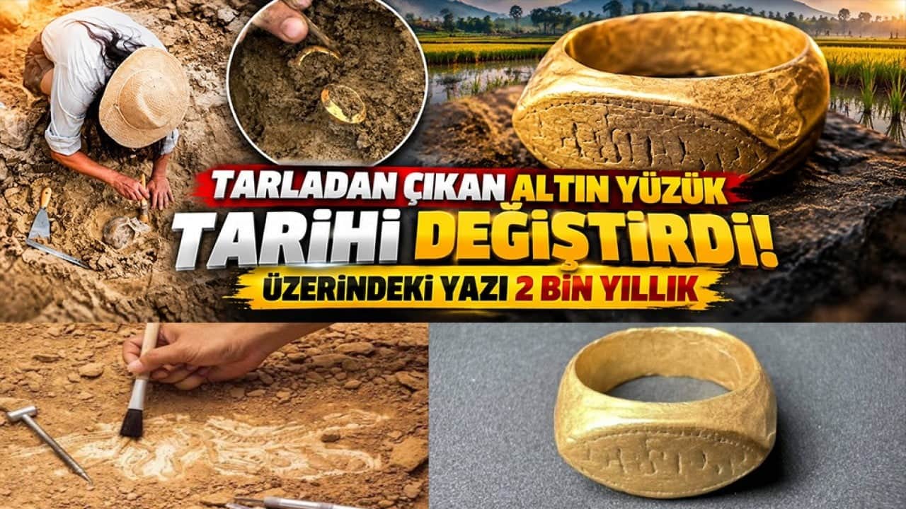 Tarladan çıkan altın yüzük tarihi değiştirdi! Üzerindeki yazı 2 bin yıllık