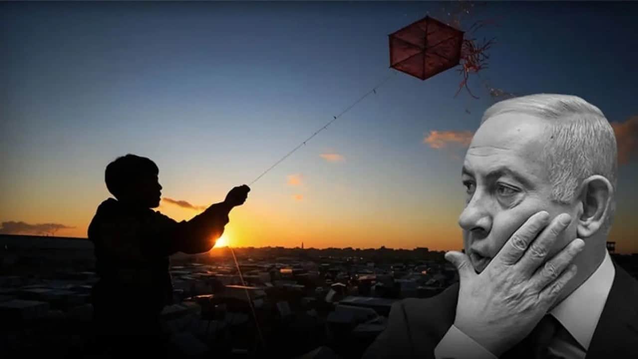 Foto - ‘Uçurtma’ nedeniyle Gazze'ye sürgün ve saldırı tehdidi Soykırımcı Netanyahu yine kan peşinde
