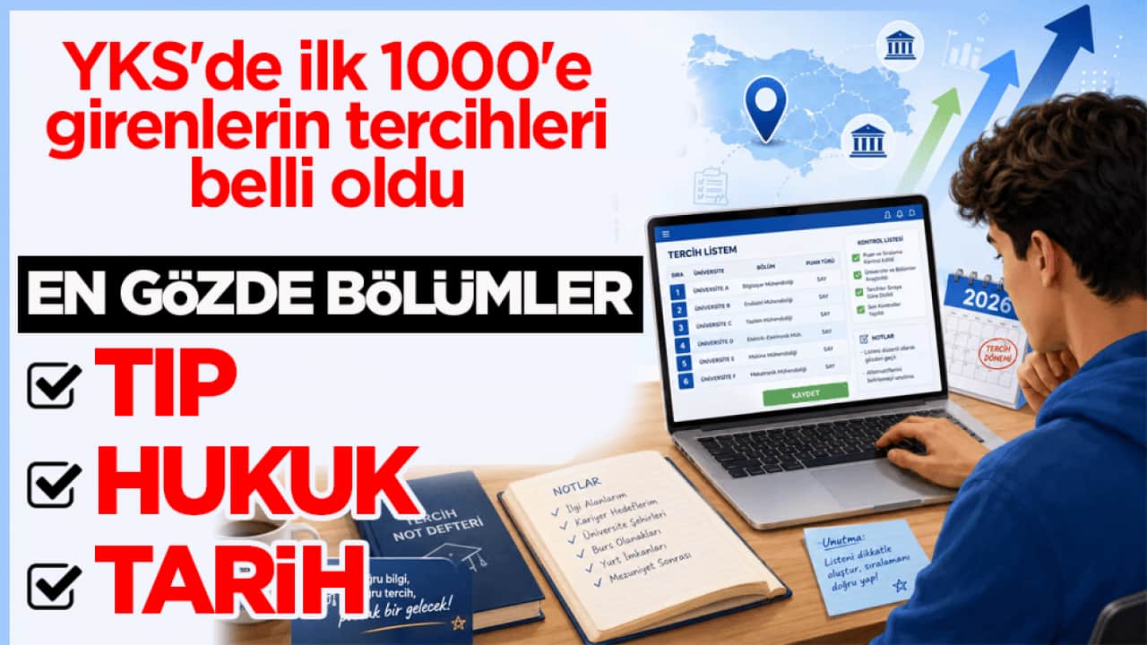 YKS'de ilk 1000'e girenlerin tercihleri belli oldu! En gözde bölümler tıp, hukuk ve tarih