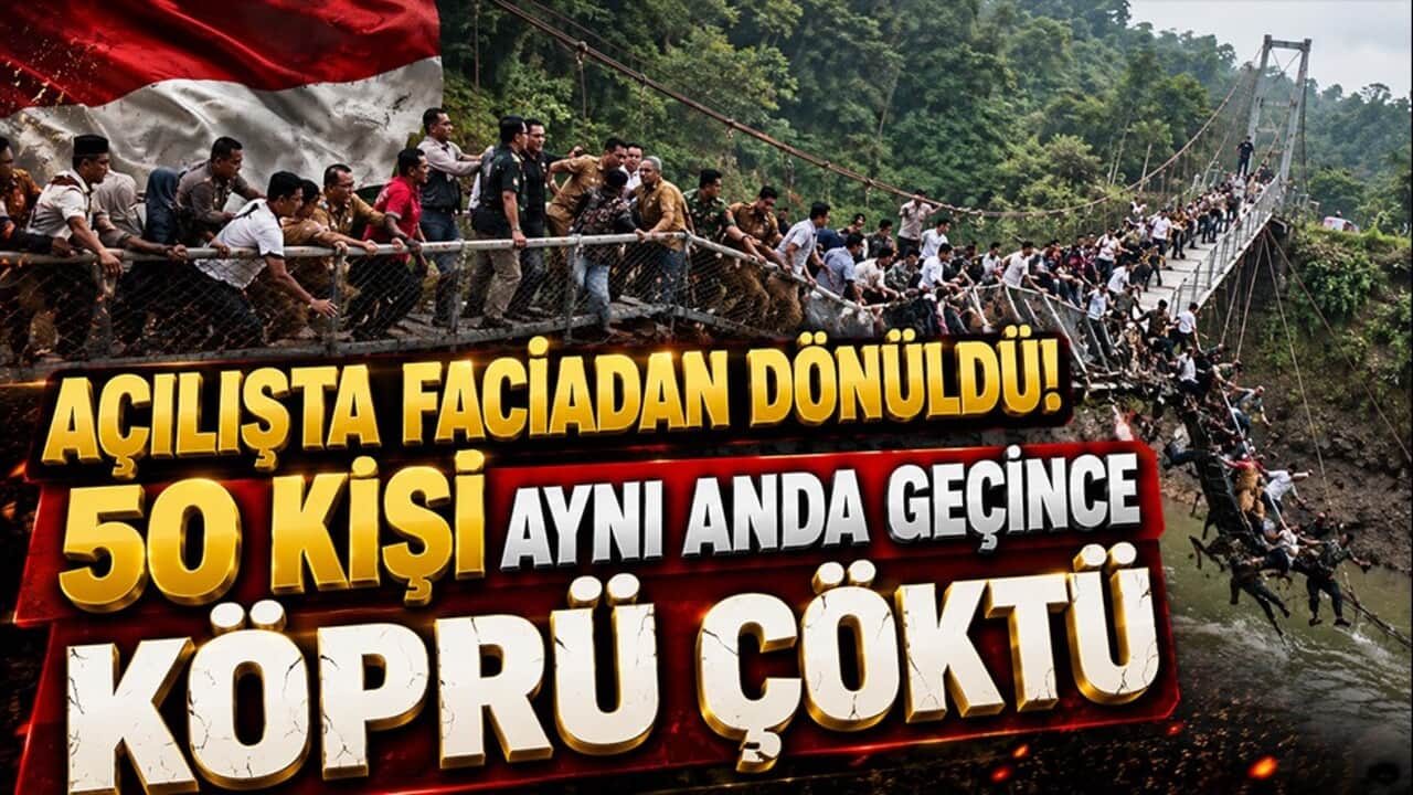 Açılışta faciadan dönüldü! 50 kişi aynı anda geçince asma köprü çöktü