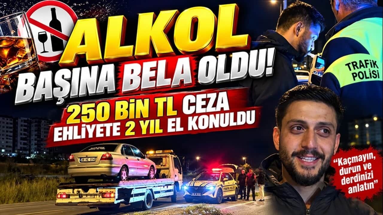 Alkol başına bela oldu! 250 bin TL ceza, ehliyete 2 yıl el konuldu