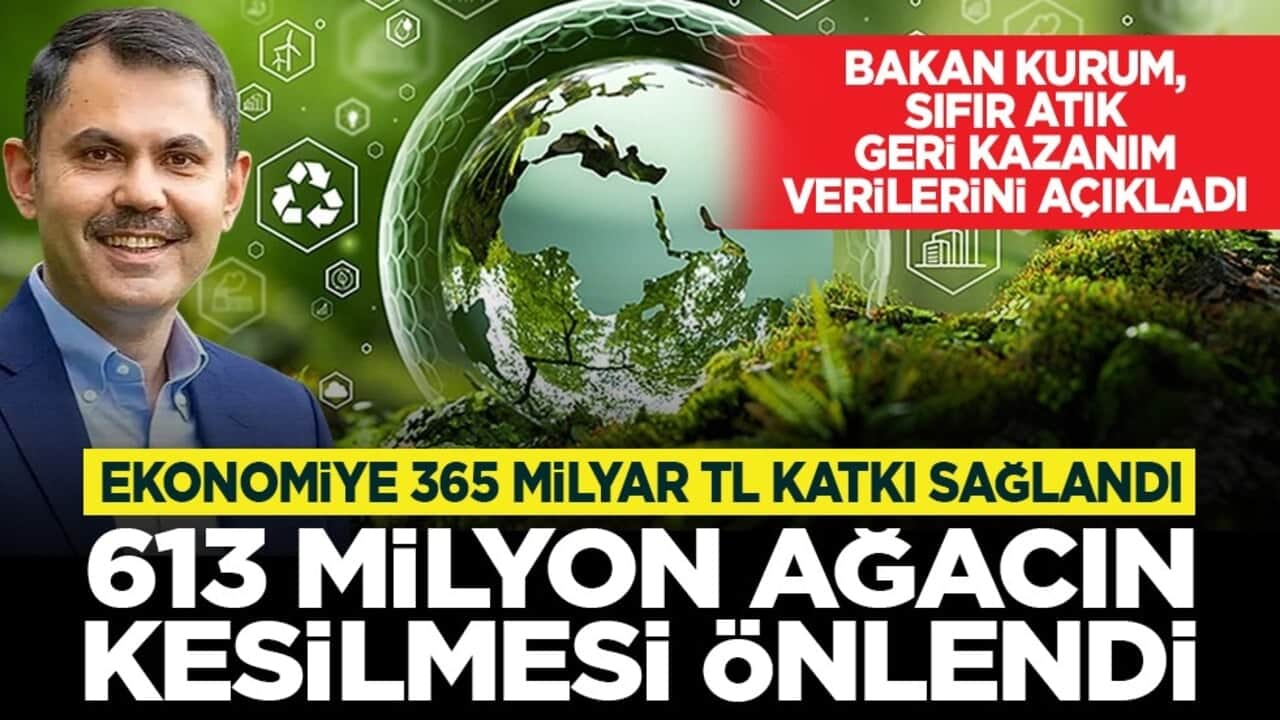 Bakan Kurum, sıfır atık geri kazanım verilerini açıkladı: Ekonomiye 365 milyar TL katkı sağlandı 613 milyon ağacın kesilmesi önlendi