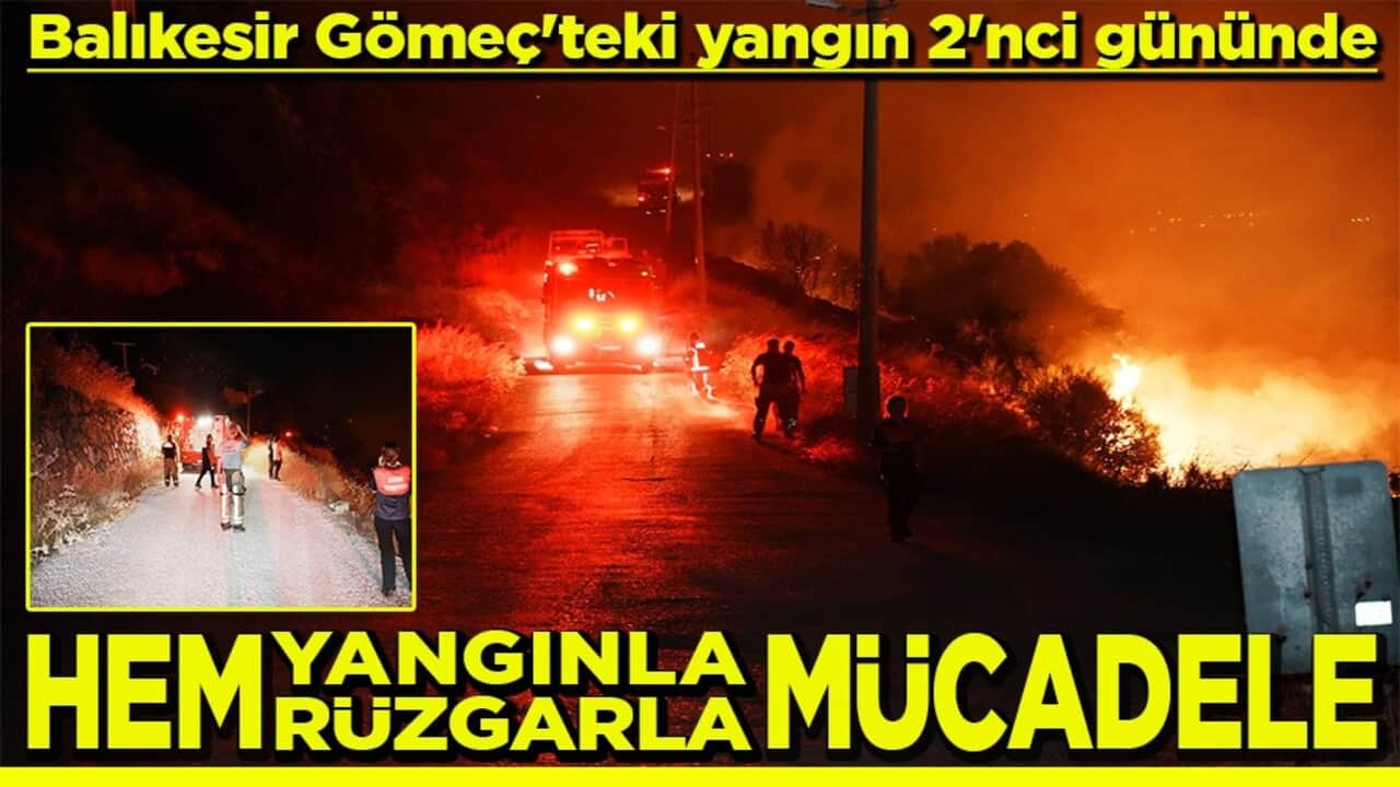 Balıkesir Gömeç'teki yangın 2'nci gününde Hem yangınla hem rüzgarla mücadele