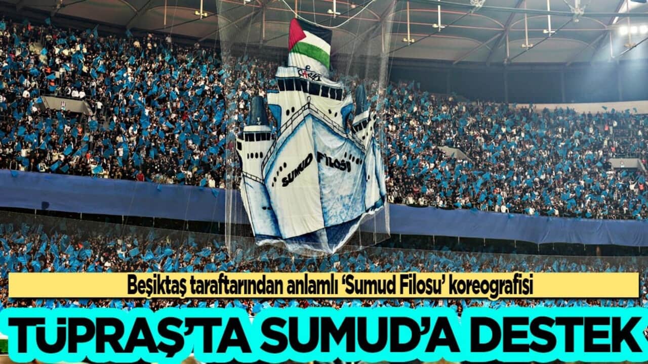 Beşiktaşlı taraftarlardan anlamlı 'Filistin' koreografisi