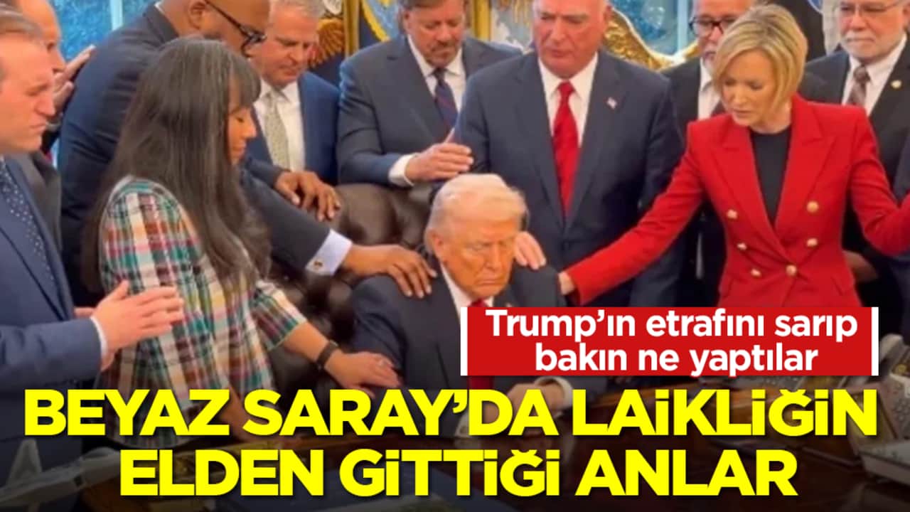 Beyaz Saray’da laikliğin elden gittiği anlar! Trump’ın etrafını sarıp bakın ne yaptılar