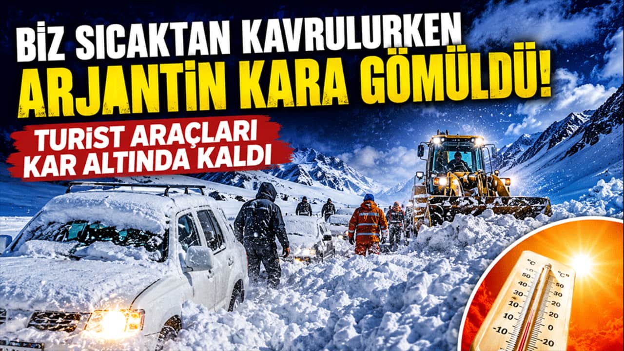 Biz sıcaktan kavrulurken Arjantin kara gömüldü! Turist araçları kar altında kaldı