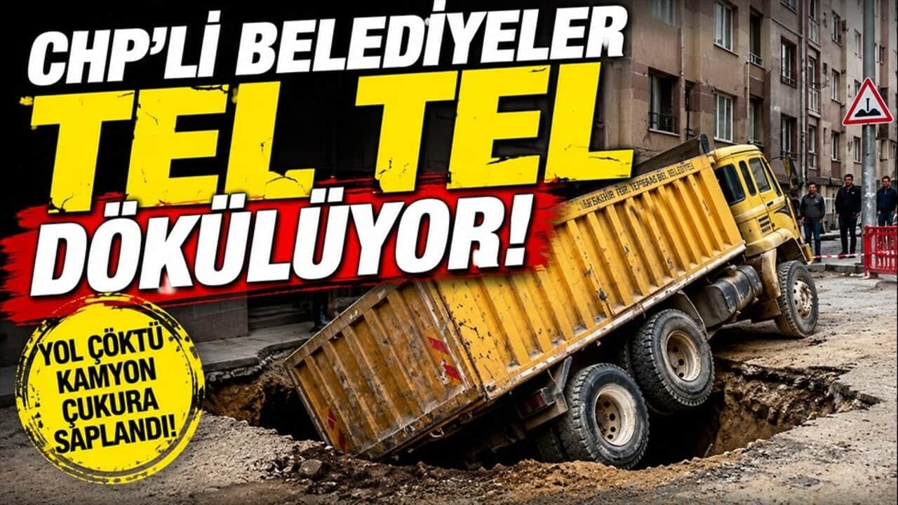 CHP'li belediyeler tel tel dökülüyor! Yol çöktü, hafriyat kamyonu çukura saplandı