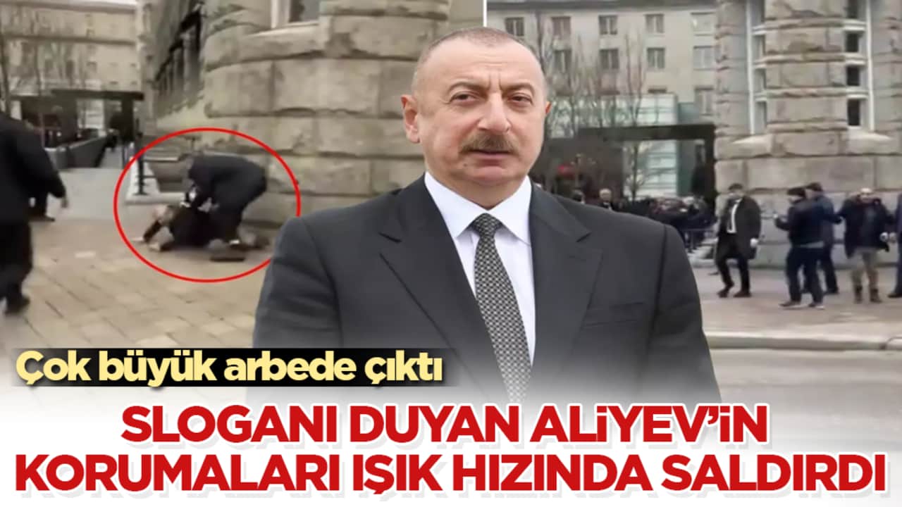 Çok büyük arbede çıktı! Sloganı duyan Aliyev’in korumaları ışık hızında saldırdı