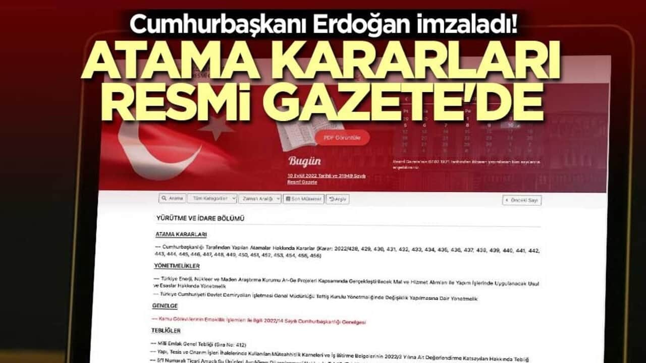 Cumhurbaşkanı Erdoğan imzaladı! Atama kararları Resmi Gazete'de