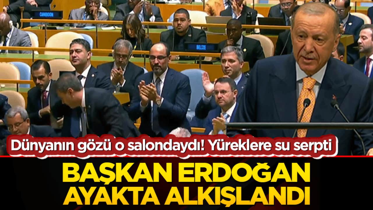 Dünyanın gözü o salondaydı! Başkan Erdoğan BM kürsüsünden insanlık dersi verdi, salon ayakta alkışladı!