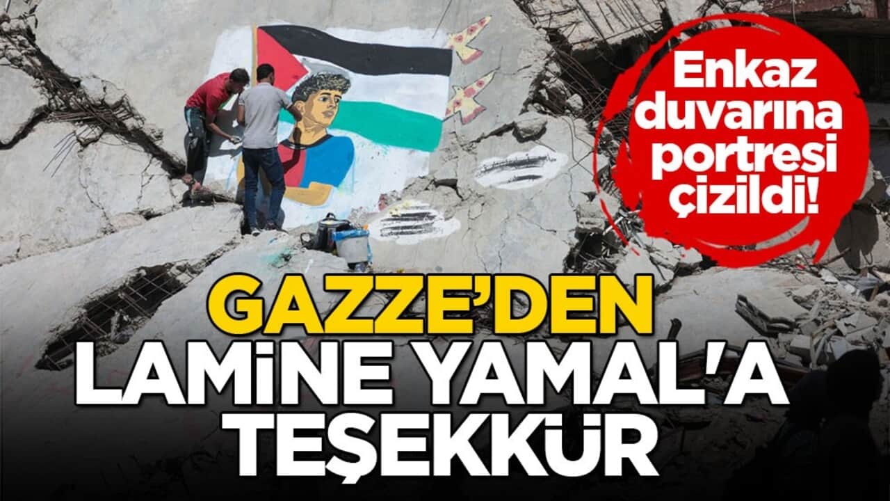 Enkaz duvarına portresi çizildi! Gazze’den Lamine Yamal'a teşekkür