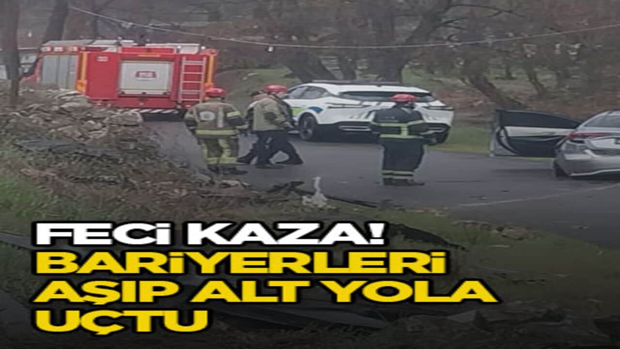 Feci kaza! Bariyerleri aşıp alt yola uçtu
