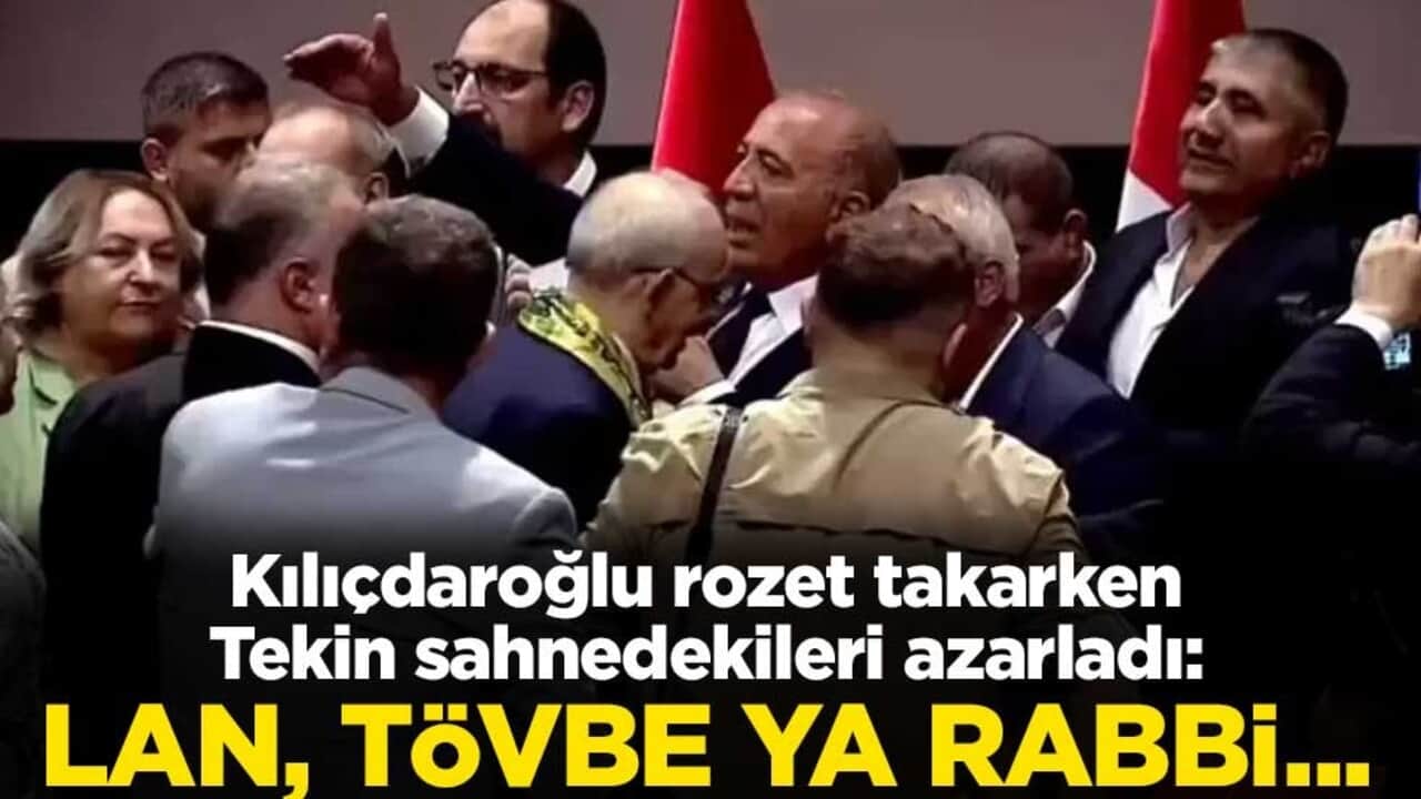 Kemal Kılıçdaroğlu rozet takarken Gürsel Tekin, sahnedekileri azarladı: Lan, tövbe Ya Rabbi...