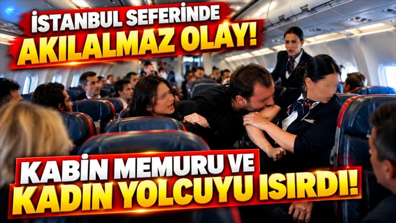 Londra-İstanbul uçağında akılalmaz olay! Kadın yolcu ve kabin memurunu ısırdı