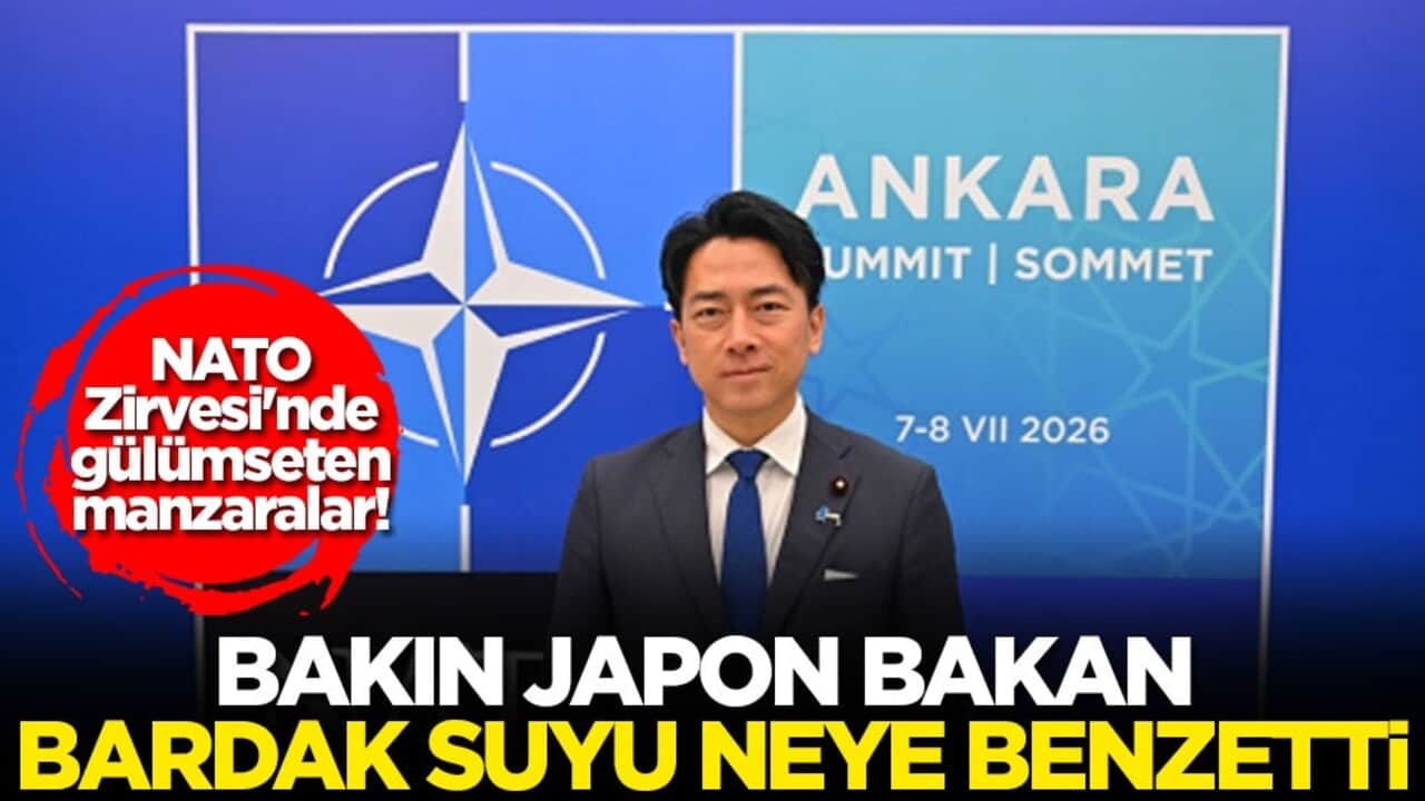 NATO Zirvesi'nde gülümseten manzaralar! Bakın Japon Bakan bardak suyu neye benzetti
