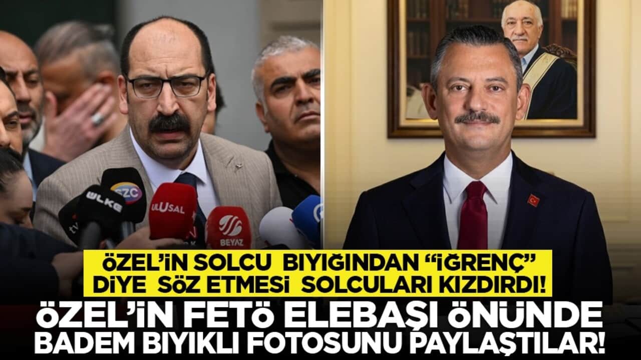 Özel’in solcu bıyığından "iğrenç" diye söz etmesi solcuları kızdırdı! Özel’in FETÖ elebaşı önünde badem bıyıklı fotosunu paylaştılar!