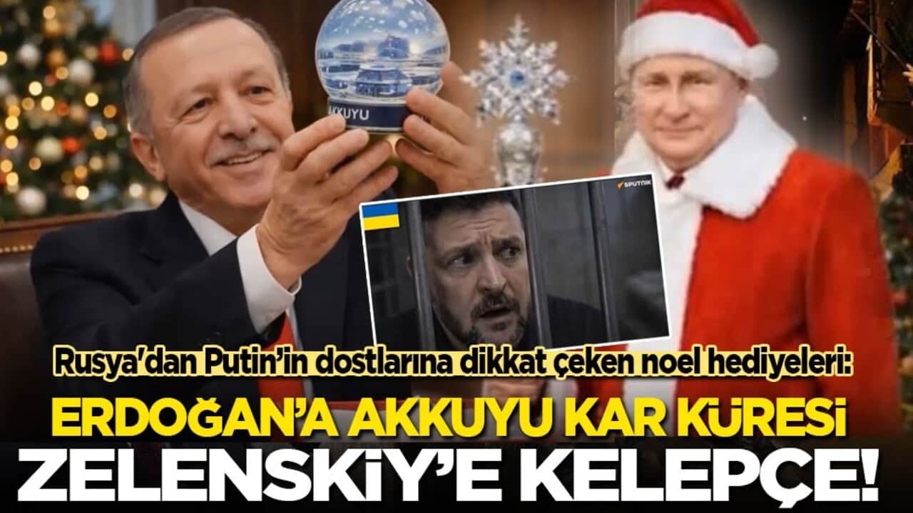 Rusya'dan Noel videosu: Erdoğan'a Akkuyu küresi, Zelenskiy'e kelepçe!