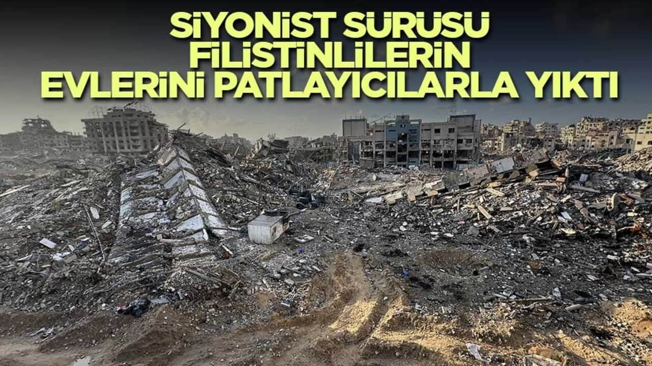 Siyonist sürüsü Filistinlilerin evlerini patlayıcılarla yıktı