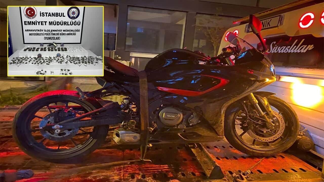 Uyuşturucu ile yakalanan torbacı motosiklet hırsızı çıktı