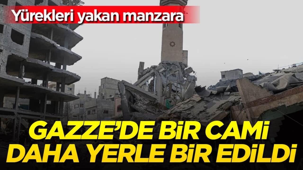 Yürekleri yakan manzara! Gazze’de bir cami daha yerle bir edildi
