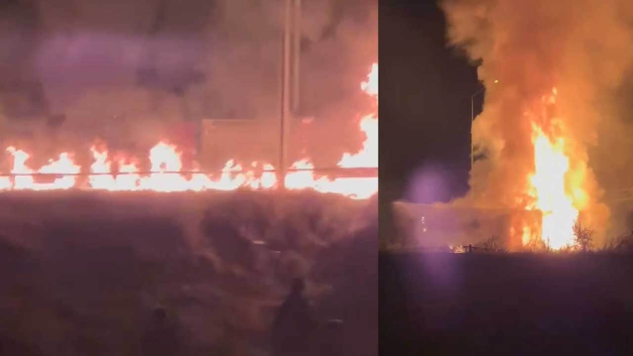 Adana’da otoyolda alev alan TIR kullanılamaz hale geldi