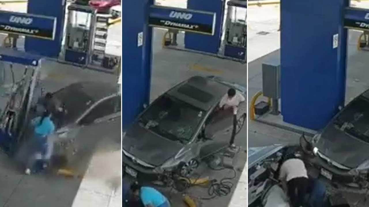 Benzin istasyonunda dehşet! Ezdiği yaralıyı çuval gibi yere attı