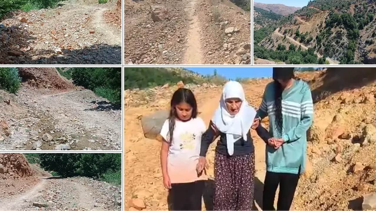 Bozuk yol isyan ettirdi! 'Annemizi hastaneye sırtımızda götürüyoruz'