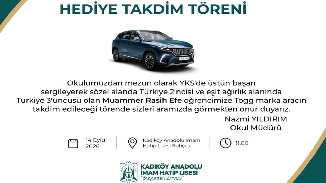 İmam hatip okullarında yeni dönem heyecanı: Şampiyonalara TOGG hediye edilecek...